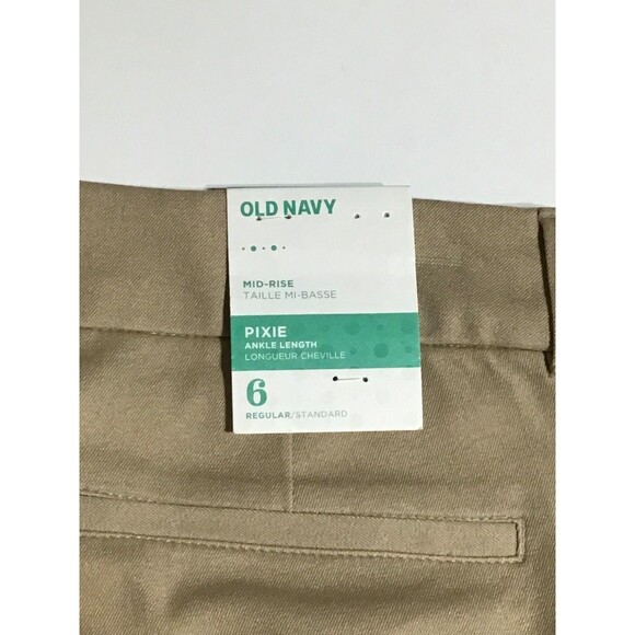 Old Navy Pixie Pants Chino Womens Sz 6 Mid Rise Tan Light Brown Ankle Preppy - Picture 8 of 14